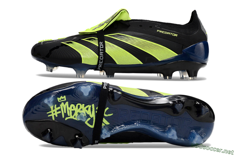 Unisex Adidas Predator Elite Foldover Tongue FG Football Boots - Black/Yellow/Blue 6