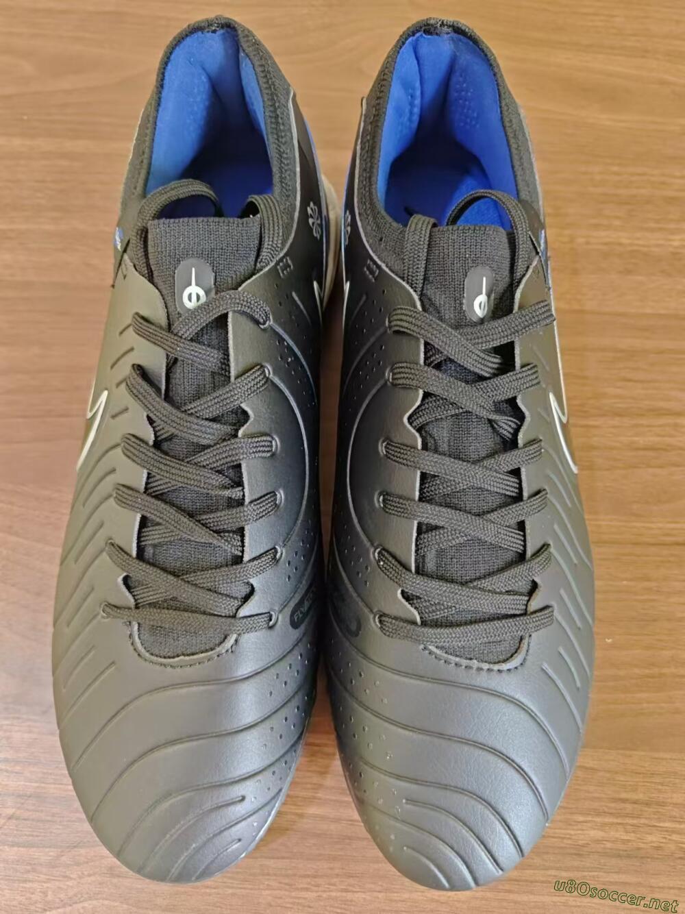 Men's NikeTiempo Legend 10 TF Football Shoes - Black/Blue/White