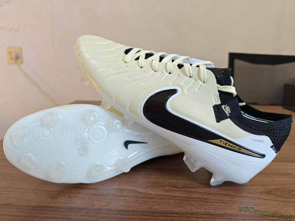 Men's Nike Tiempo Legend 10 Elite FG Football Boots - Beige/Black/White