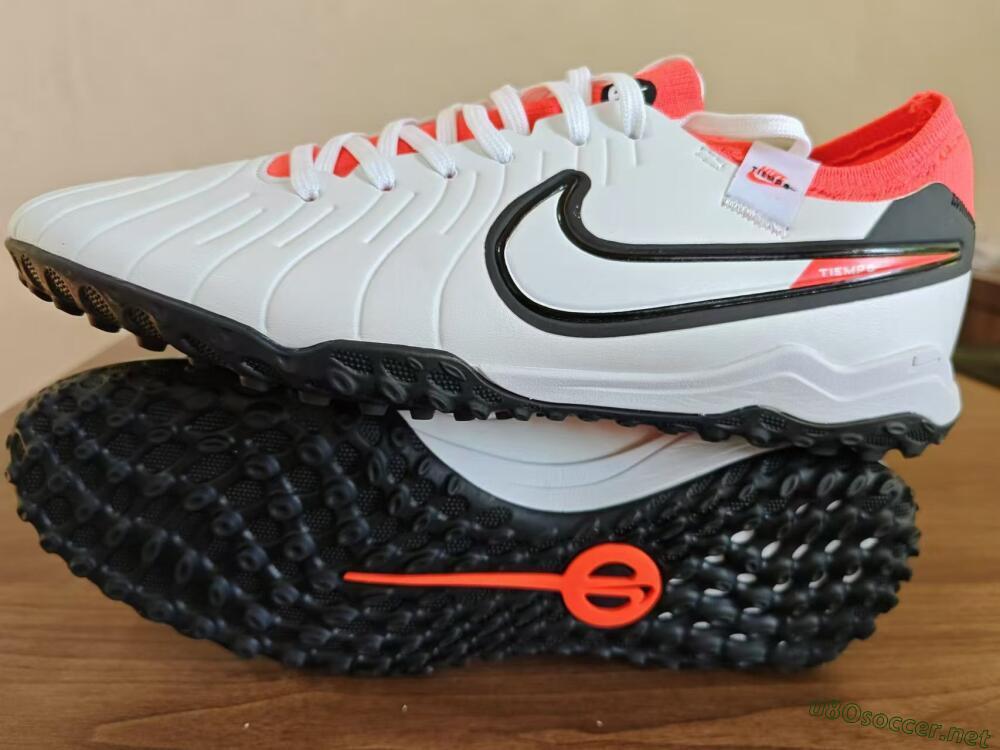 Men's NikeTiempo Legend 10 TF Football Shoes - White/Black/Orange