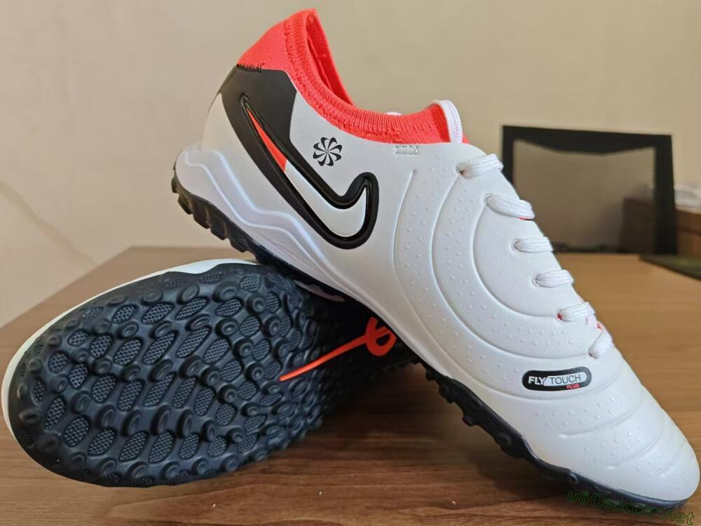 Men's NikeTiempo Legend 10 TF Football Shoes - White/Black/Orange