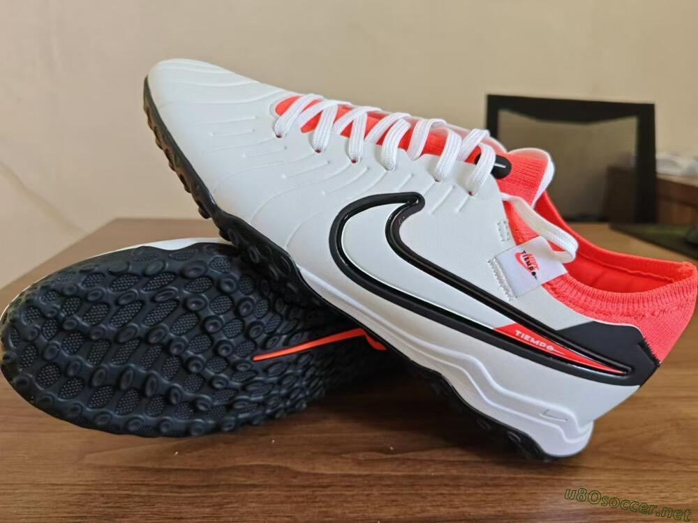 Men's NikeTiempo Legend 10 TF Football Shoes - White/Black/Orange