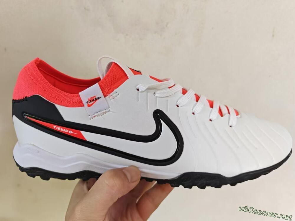 Men's NikeTiempo Legend 10 TF Football Shoes - White/Black/Orange