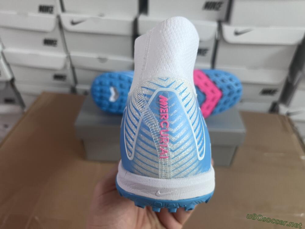 Unisex Nike Air Zoom Mercurial Superfly 10 Elite TF Football Shoes - White/Pink/Blue