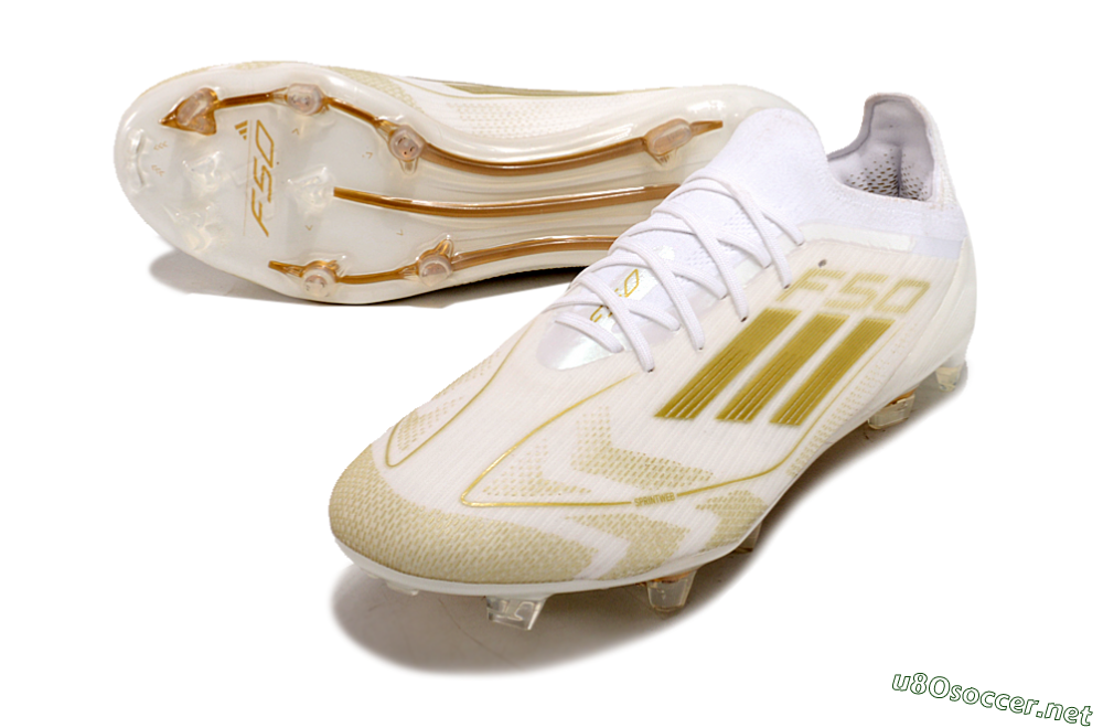 Men's Adidas F50 Elite FG Football Boots - White/Gold 3