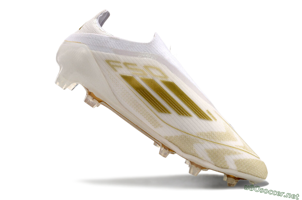 Men's Adidas F50 Elite Laceless FG Football Boots - White/Gold 4
