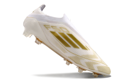 Men's Adidas F50 Elite Laceless FG Football Boots - White/Gold