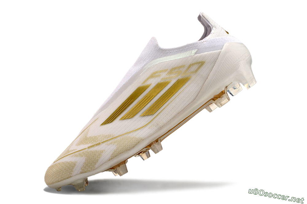Men's Adidas F50 Elite Laceless FG Football Boots - White/Gold 5