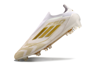 Men's Adidas F50 Elite Laceless FG Football Boots - White/Gold