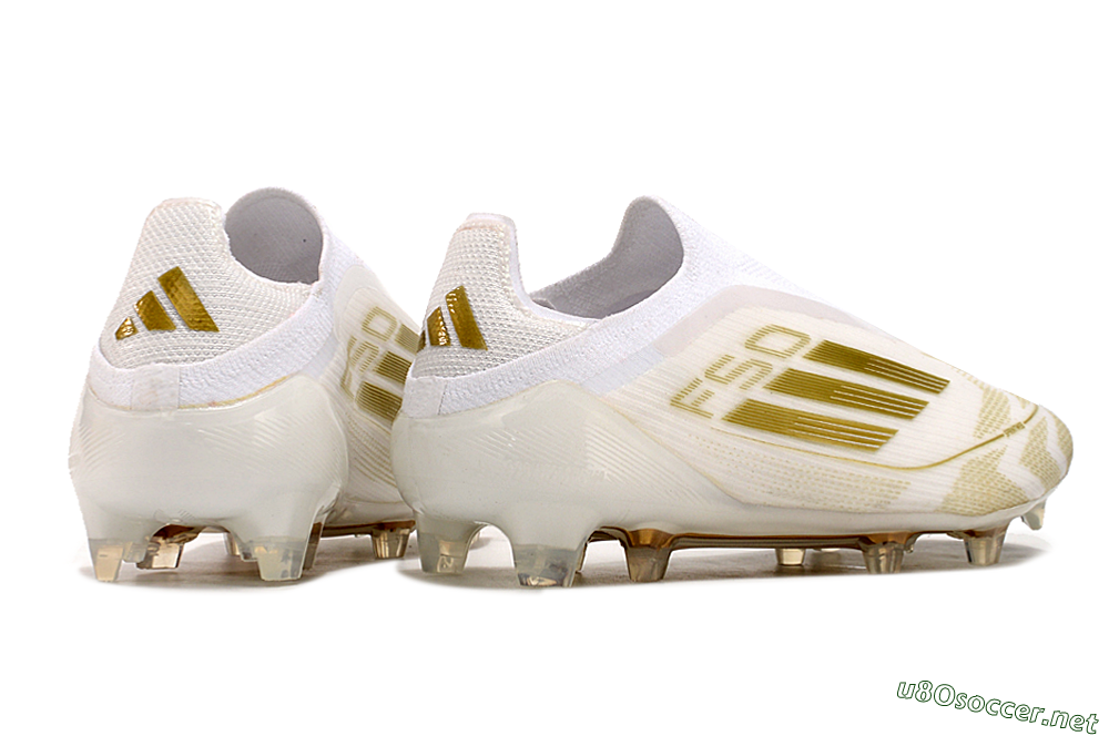 Men's Adidas F50 Elite Laceless FG Football Boots - White/Gold 6