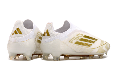 Men's Adidas F50 Elite Laceless FG Football Boots - White/Gold