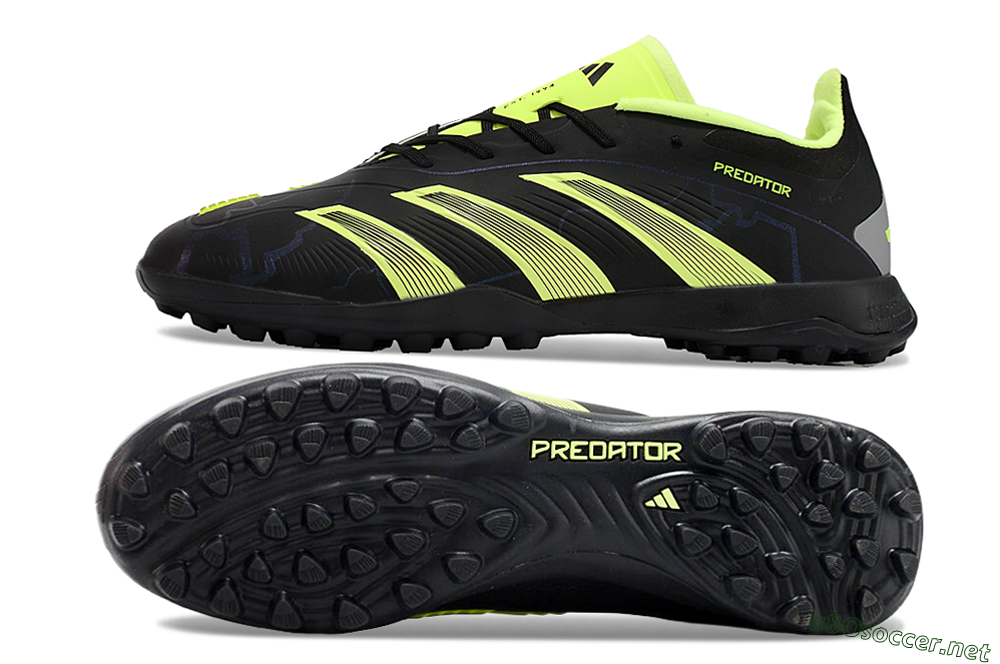 Unisex Adidas Predator 24 Elite TF Football Shoes - Black/Yellow/Grey 1