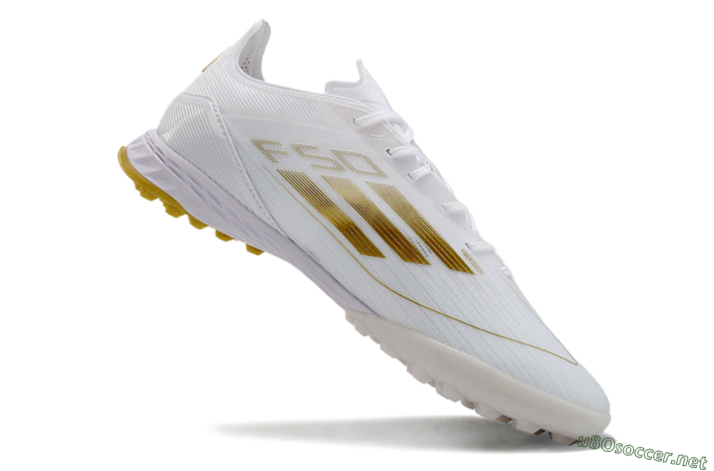 Men's Adidas F50 Elite TF Football Shoes - White/Gold 4