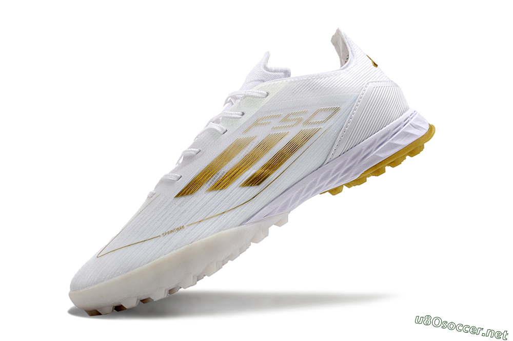 Men's Adidas F50 Elite TF Football Shoes - White/Gold 5