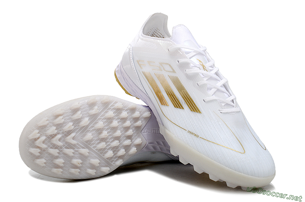 Men's Adidas F50 Elite TF Football Shoes - White/Gold 3