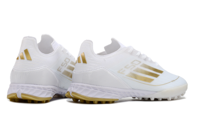 Men's Adidas F50 Elite TF Football Shoes - White/Gold