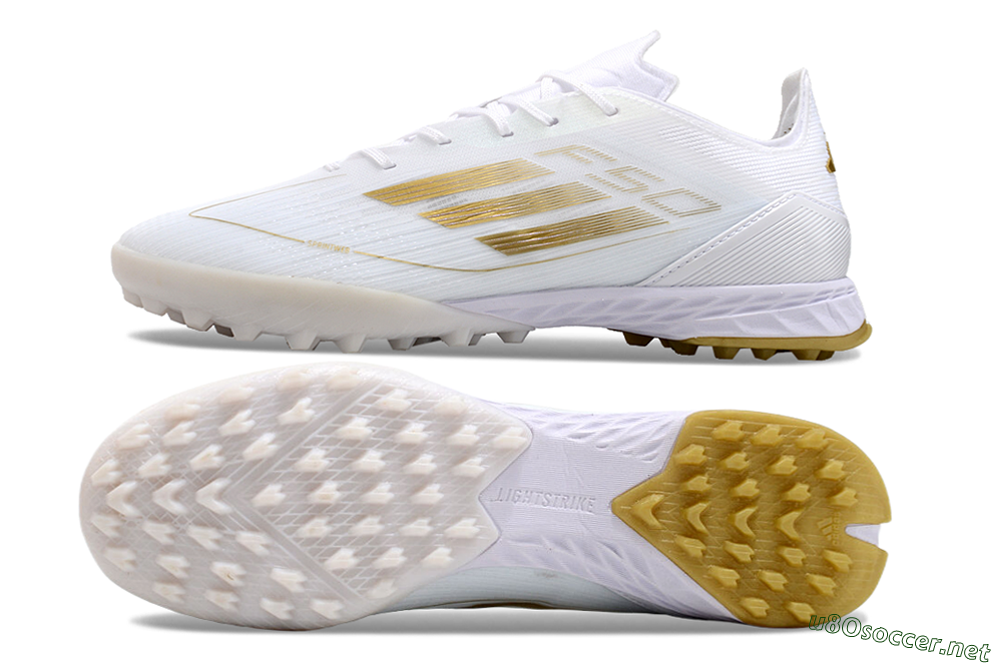 Men's Adidas F50 Elite TF Football Shoes - White/Gold 1