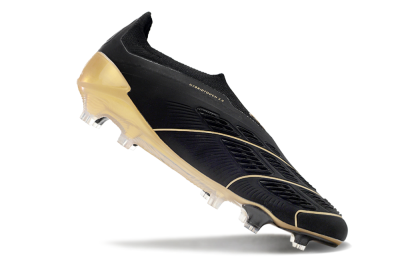 Men's Adidas Predator Accuracy+ Laceless FG Football Boots - Black/Gold