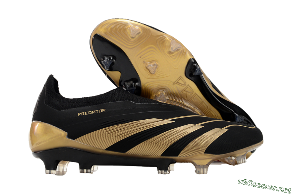 Men's Adidas Predator Accuracy+ Laceless FG Football Boots - Black/Gold 2