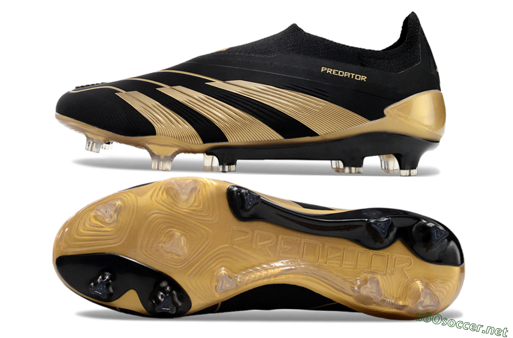 Men's Adidas Predator Accuracy+ Laceless FG Football Boots - Black/Gold 1