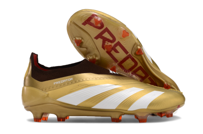 Men's Adidas Predator 24 Elite Laceless FG Football Boots - Gold/White/Brown