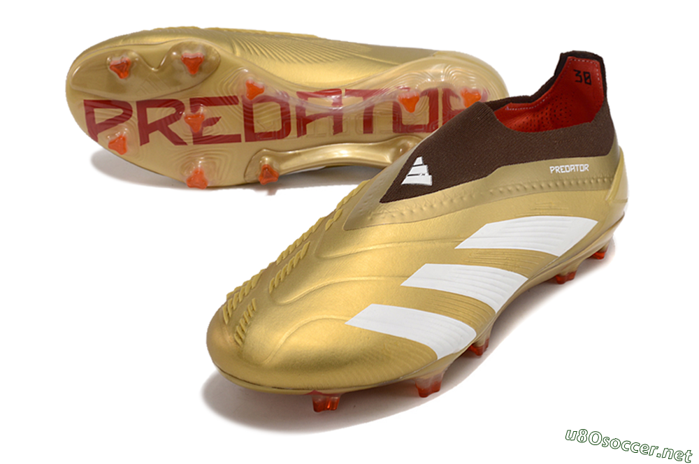 Men's Adidas Predator 24 Elite Laceless FG Football Boots - Gold/White/Brown 3