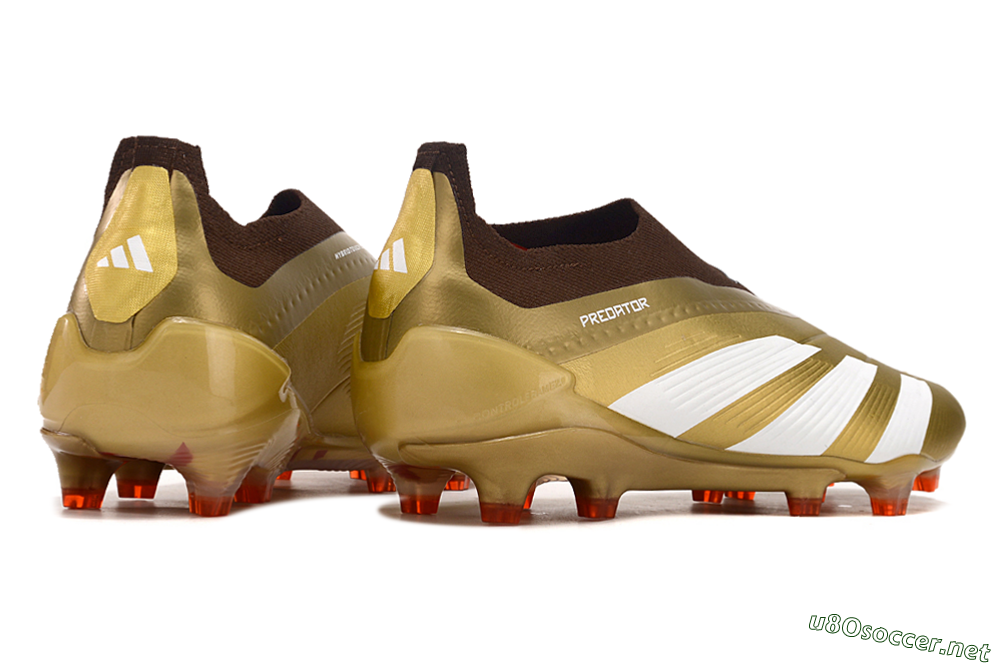 Men's Adidas Predator 24 Elite Laceless FG Football Boots - Gold/White/Brown 6