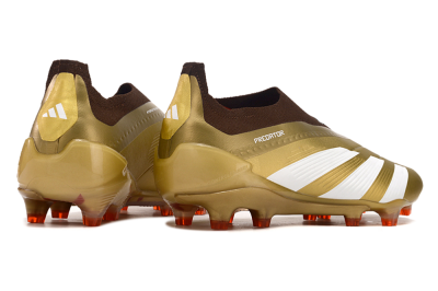 Men's Adidas Predator 24 Elite Laceless FG Football Boots - Gold/White/Brown