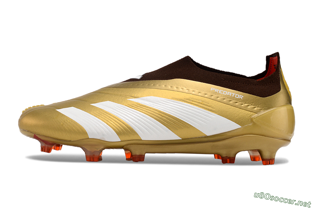 Men's Adidas Predator 24 Elite Laceless FG Football Boots - Gold/White/Brown 0
