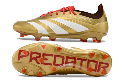 Men's Adidas Predator 24 Elite FG Football Boots - Gold/White/Brown