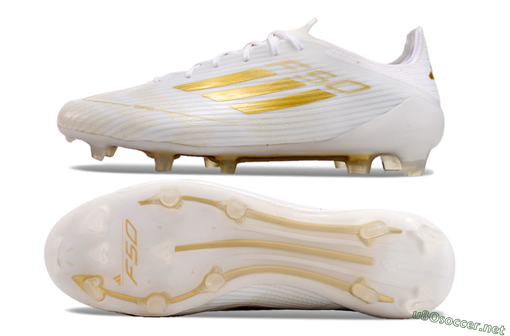 Men's Adidas F50 Adizero FG Football Boots - White/Gold 6