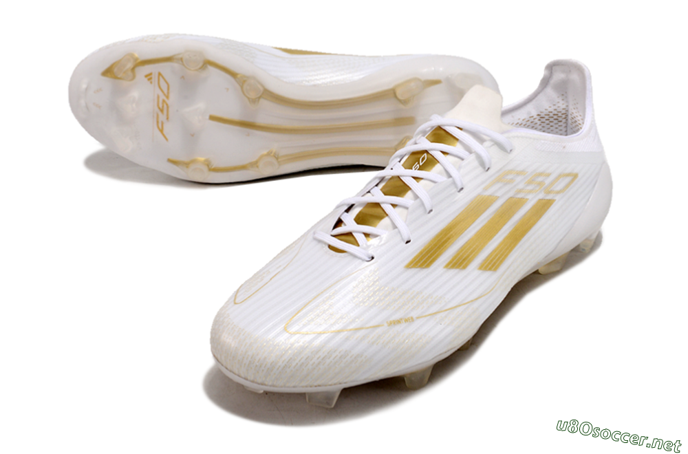 Men's Adidas F50 Adizero FG Football Boots - White/Gold 0
