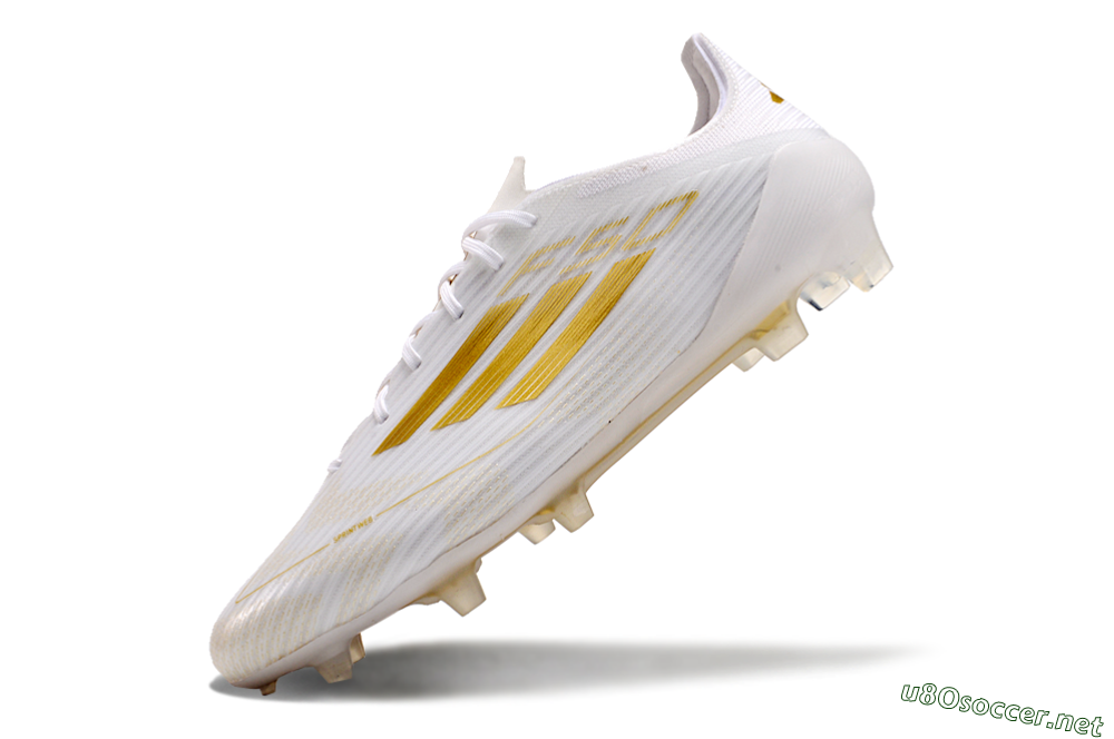 Men's Adidas F50 Adizero FG Football Boots - White/Gold 4