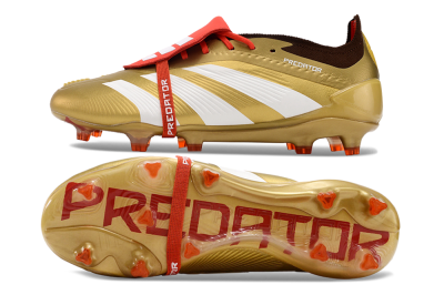 Men's Adidas Predator Elite Foldover Tongue FG Football Boots - Gold/White/Red