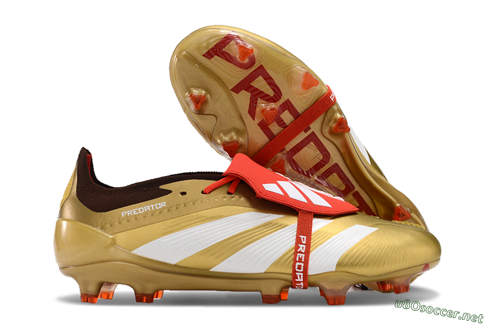 Men's Adidas Predator Elite Foldover Tongue FG Football Boots - Gold/White/Red 2