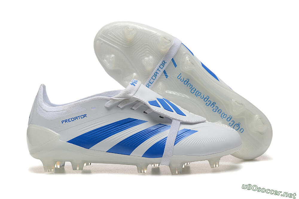 Men's Adidas Predator Elite Foldover Tongue FG Football Boots - White/Blue 2