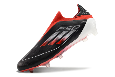 Men's Adidas F50 Elite Laceless FG Football Boots - Black/Red/White