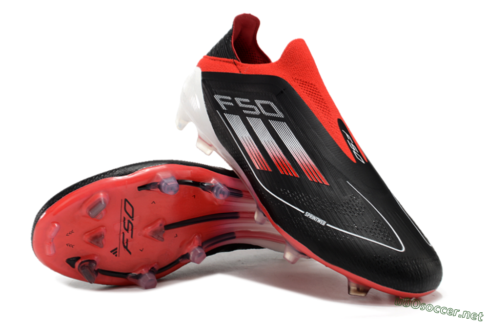 Men's Adidas F50 Elite Laceless FG Football Boots - Black/Red/White 3