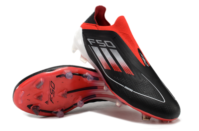 Men's Adidas F50 Elite Laceless FG Football Boots - Black/Red/White