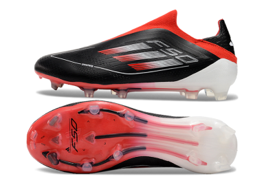 Men's Adidas F50 Elite Laceless FG Football Boots - Black/Red/White