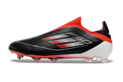 Men's Adidas F50 Elite Laceless FG Football Boots - Black/Red/White