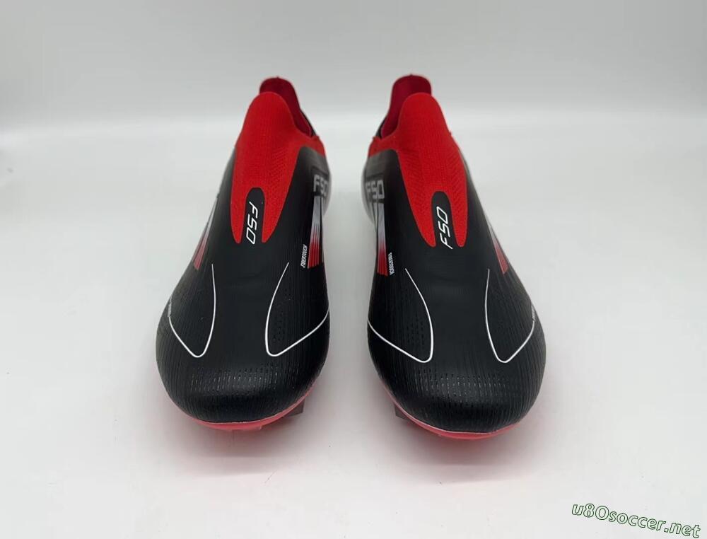 Men's Adidas F50 Elite Laceless FG Football Boots - Black/Red/White