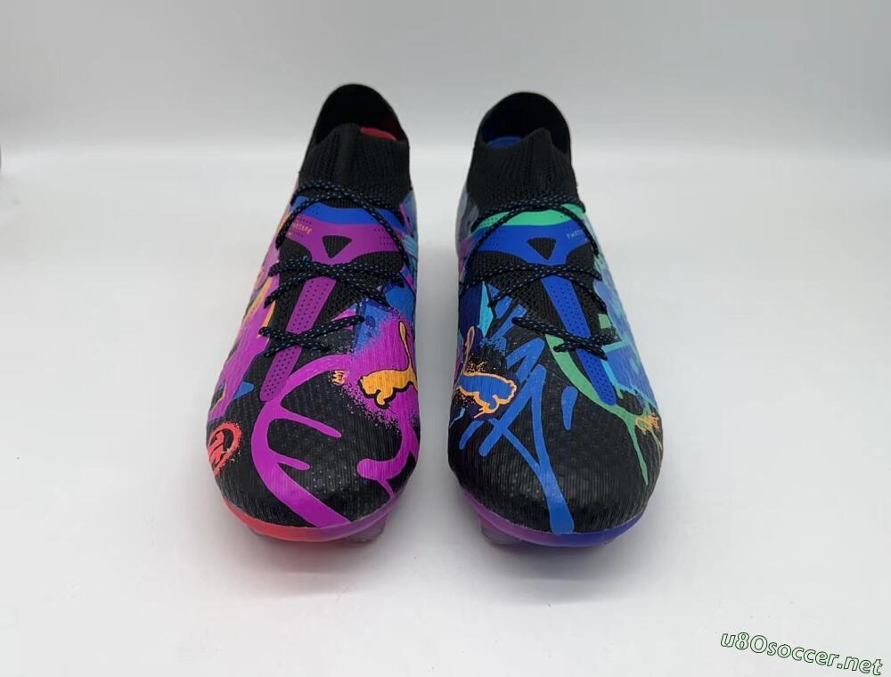 Men's Puma Future Ultimate TF Football Shoes - Black/Pink/Blue