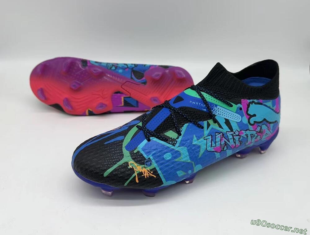 Men's Puma Future Ultimate TF Football Shoes - Black/Pink/Blue