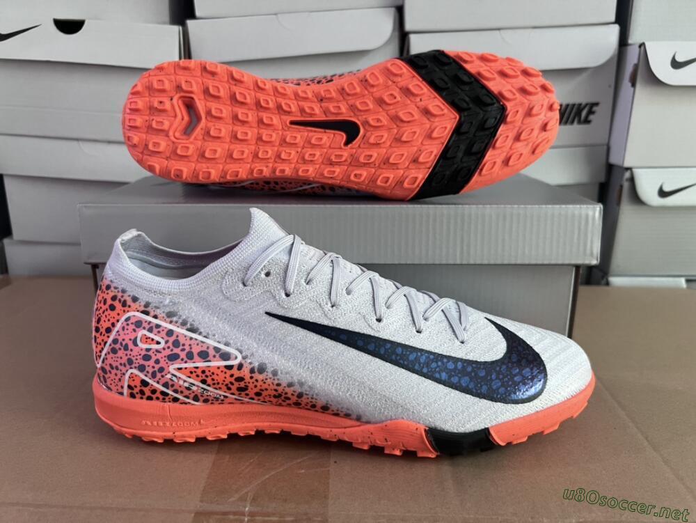 Men's Nike Air Zoom Mercurial Vapor 15 Elite TF Football Shoes - Grey/Orange/Black