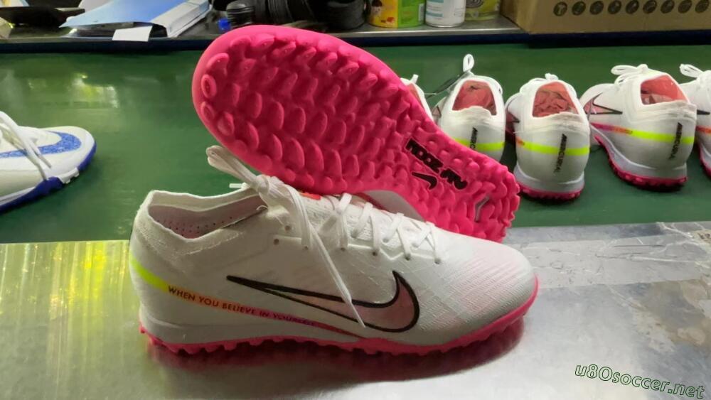 Men's Nike Air Zoom Mercurial Vapor 15 Elite TF Football Shoes - White/Pink/Black/Yellow