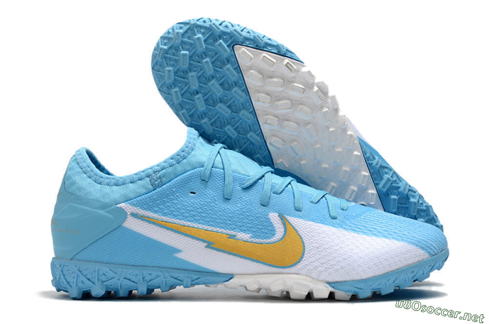 Men's Nike Mercurial Vapor 13 Pro TF Football Shoes - Jade/White/Gold 2