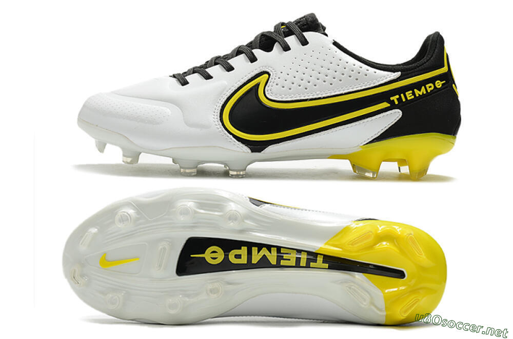 Men's Nike Tiempo Legend 9 Elite FG Football Boots - White/Yellow/Black 1