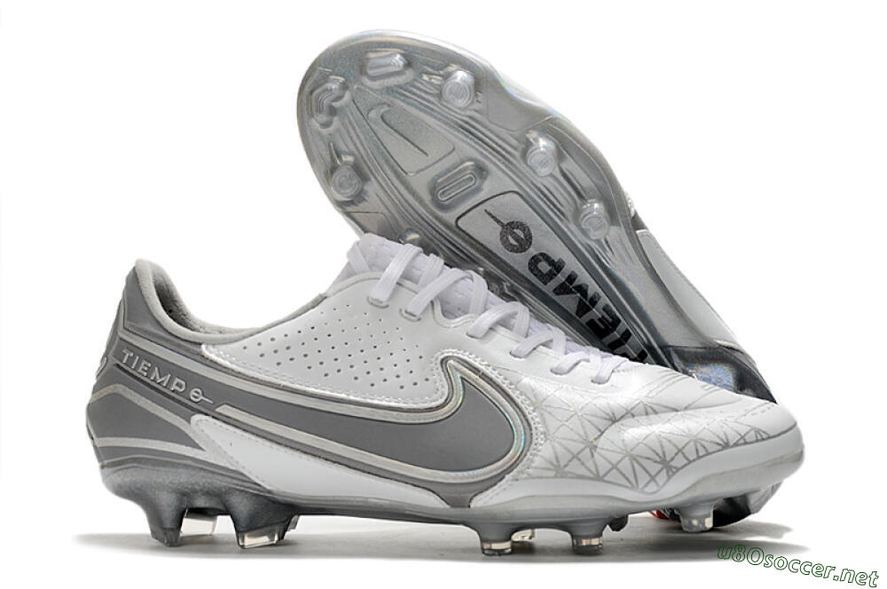 Men's Nike Tiempo Legend 9 Elite FG Football Boots - White/Grey/Silver 2