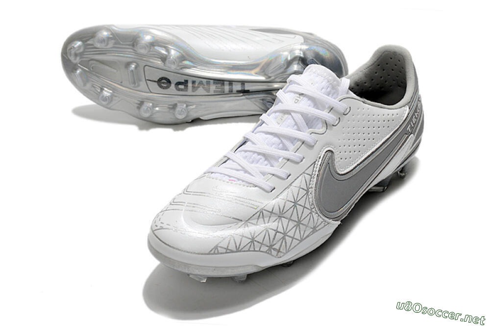 Men's Nike Tiempo Legend 9 Elite FG Football Boots - White/Grey/Silver 3